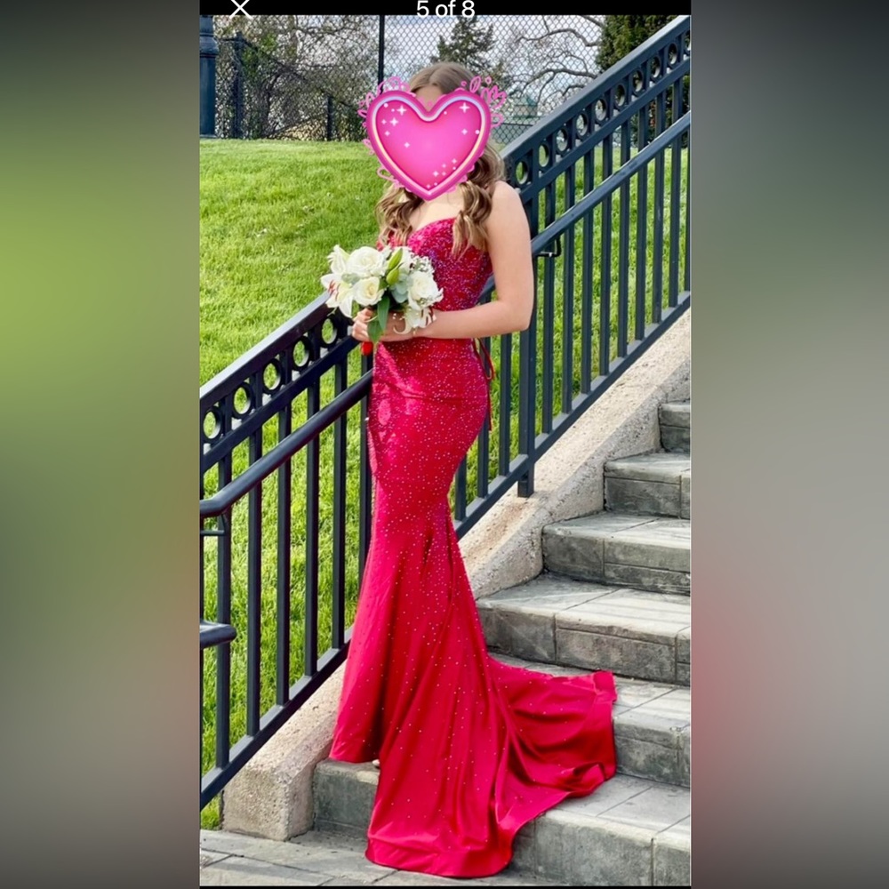 Ellie Wilde - Mon Cherie 2 pc Ruby Red beaded prom dress.